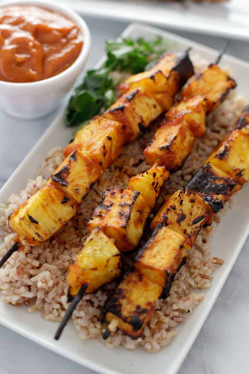Grilled Tofu Kabobs With Spicy Marinade Recipe — Dishmaps
