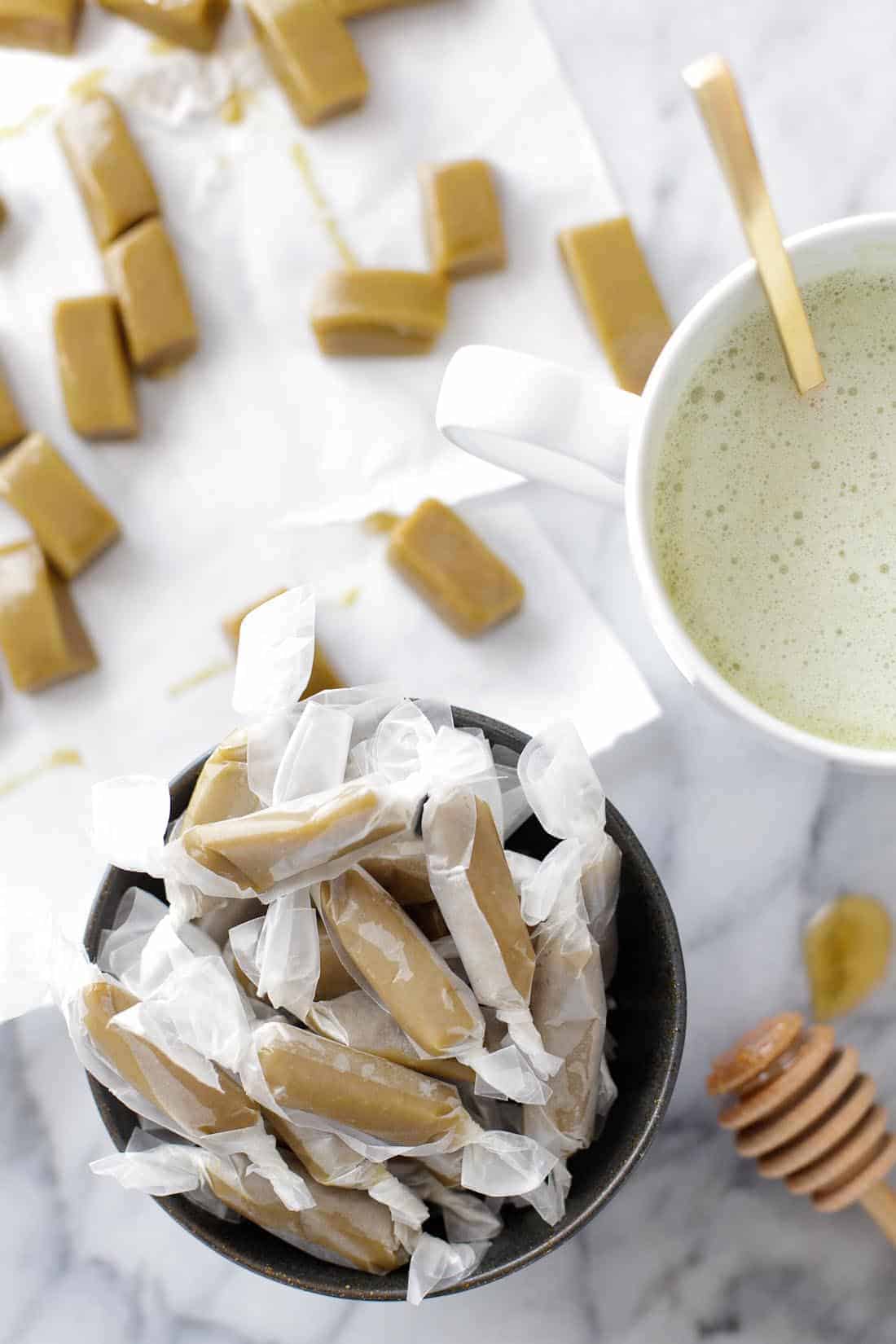 Honey matcha green tea caramels Snixy Kitchen