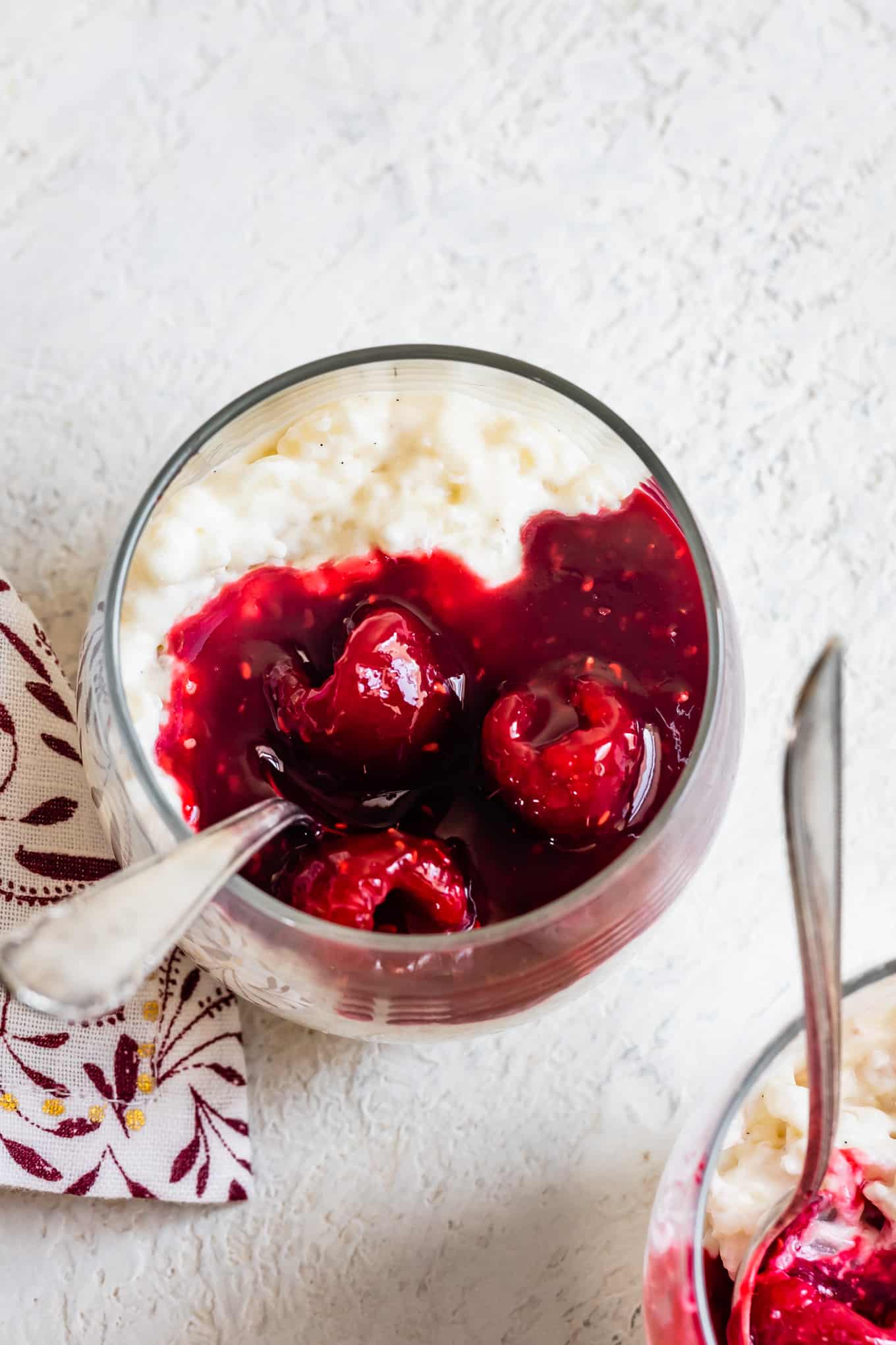 Rice Pudding with Raspberry Sauce