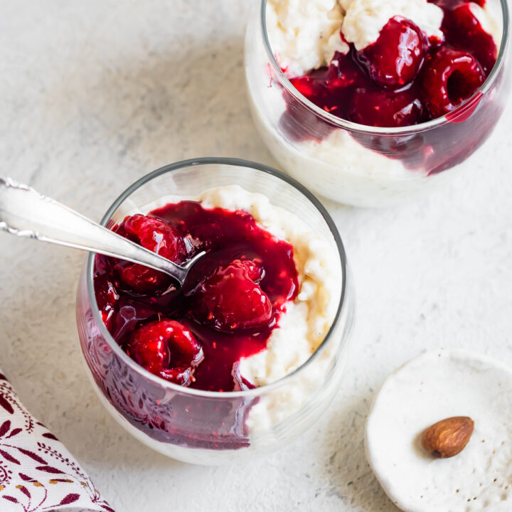 Danish Rice Pudding with Raspberry Sauce