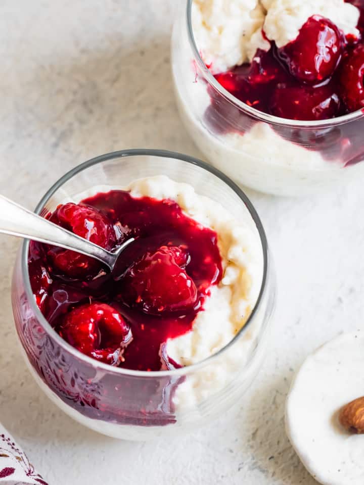 Danish Rice Pudding with Raspberry Sauce