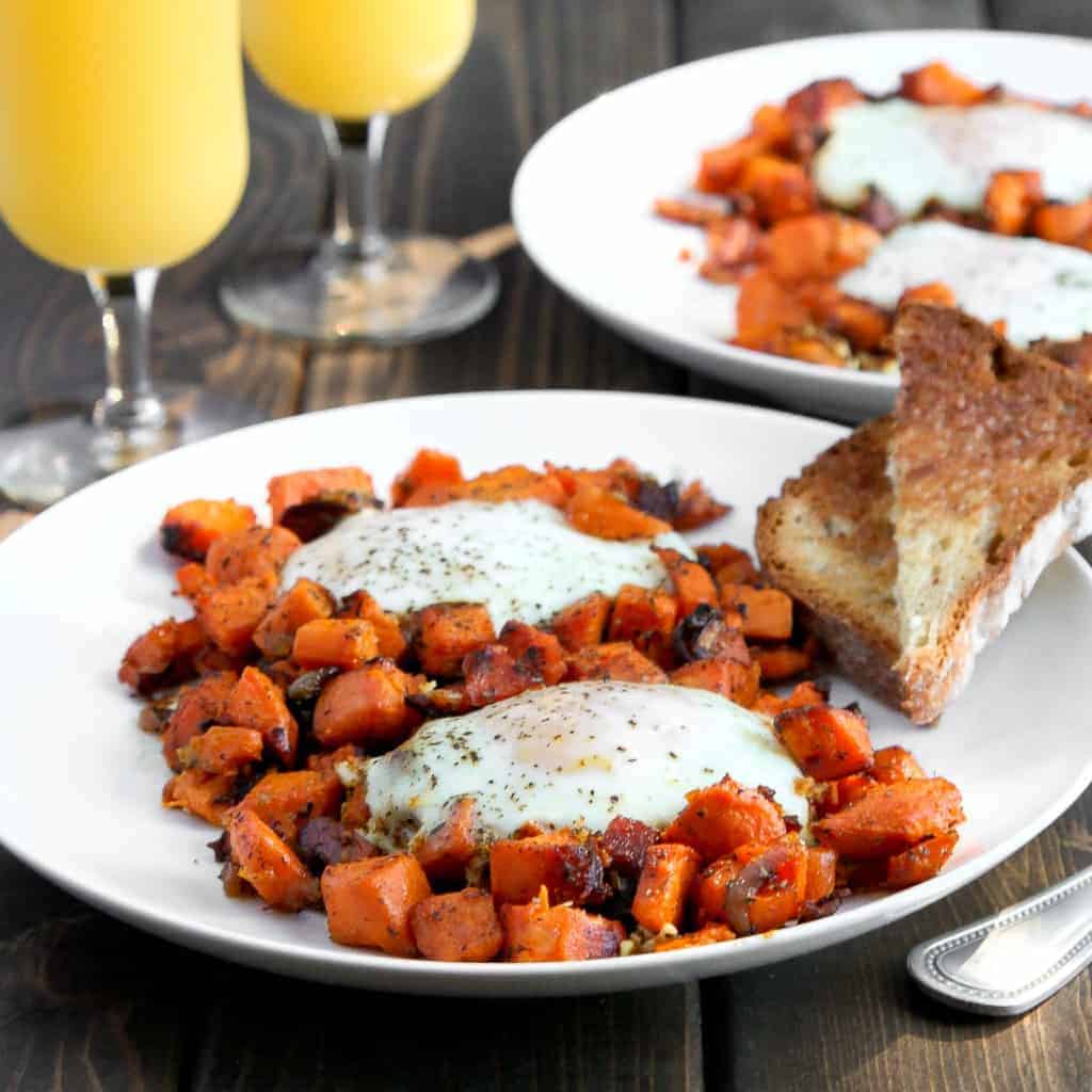 Sweet Potato and Eggs Breakfast Hash