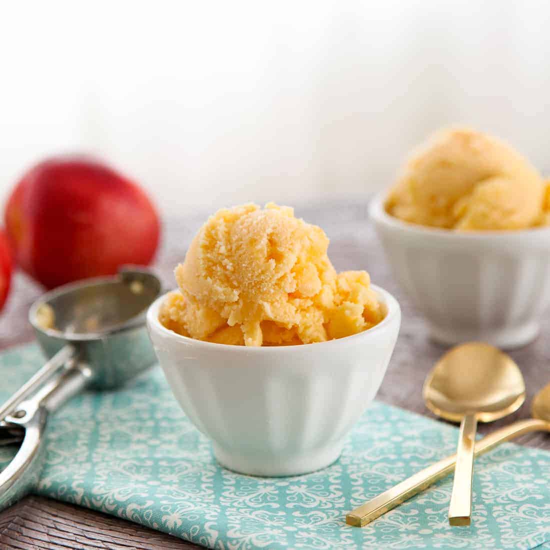 Candied Ginger Peach Sherbet.