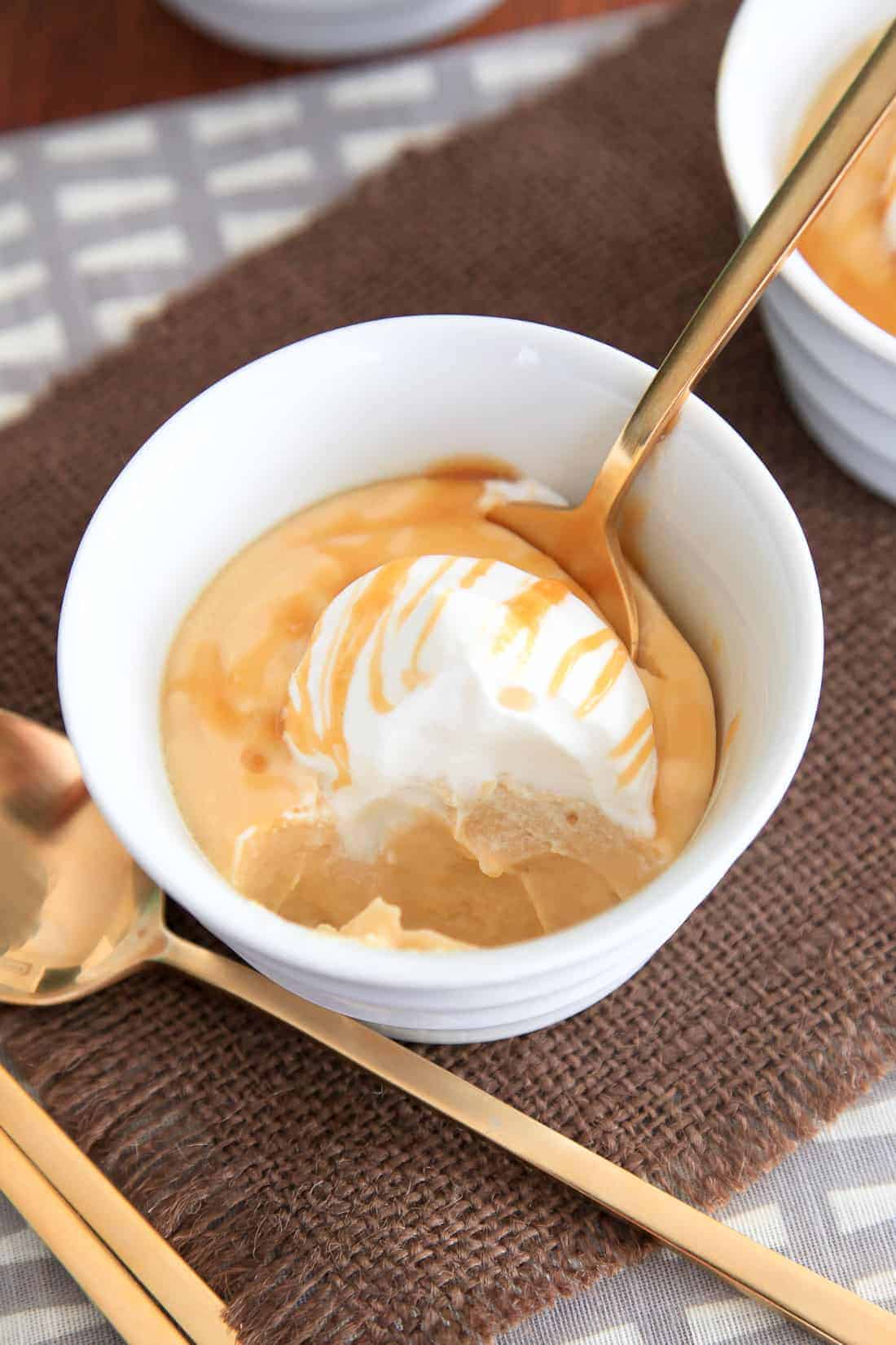 Salted Caramel Pudding Cups with Whipped Cream