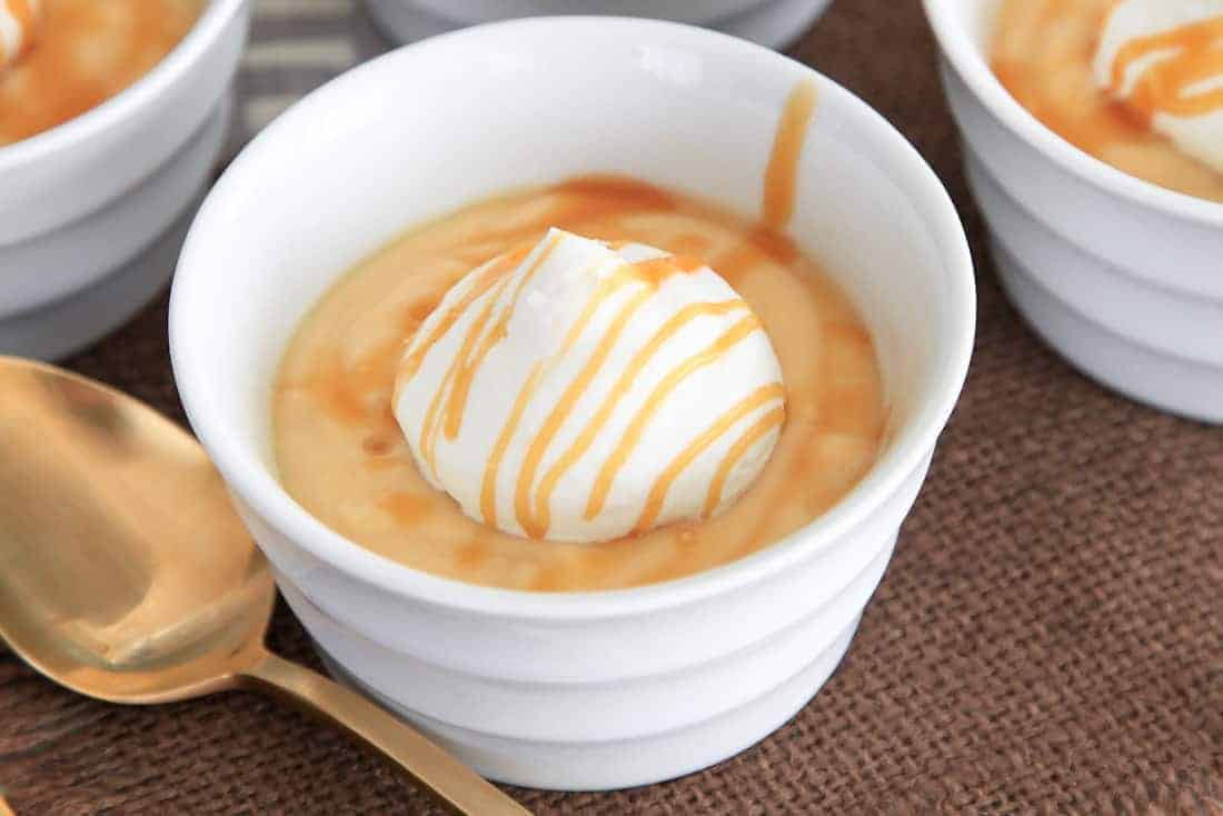 Salted Caramel Pudding with Whipped Cream