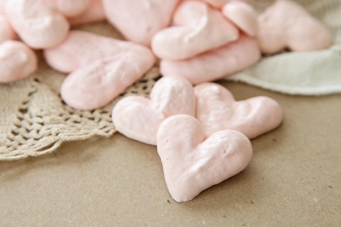 Pink Heart Meringues