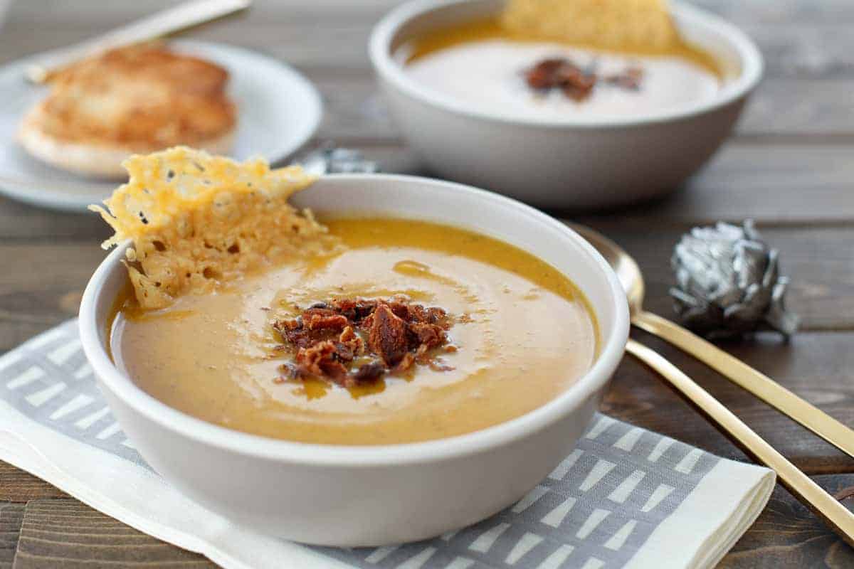 Butternut Squash Soup with Parmesan Crisps