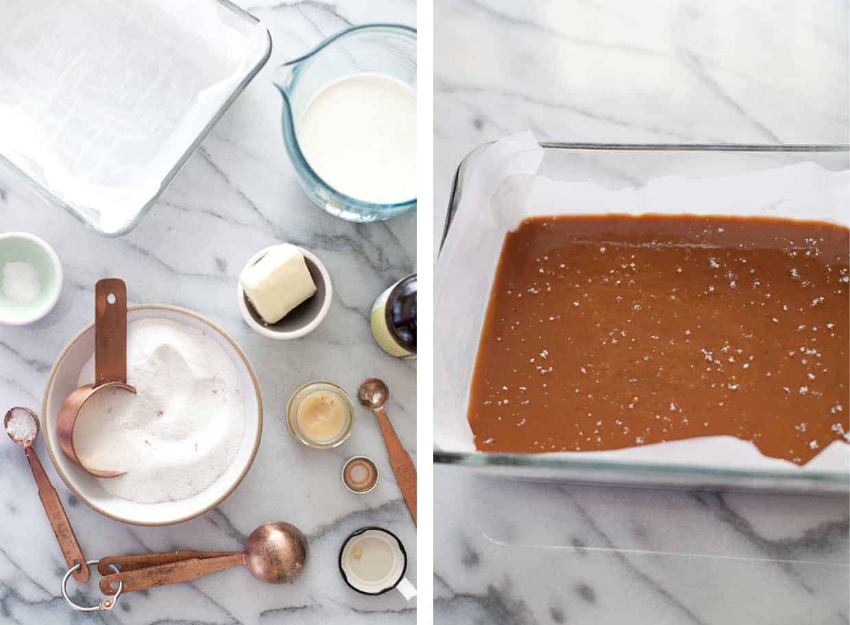 Salted Honey Lavender Caramels in Pan