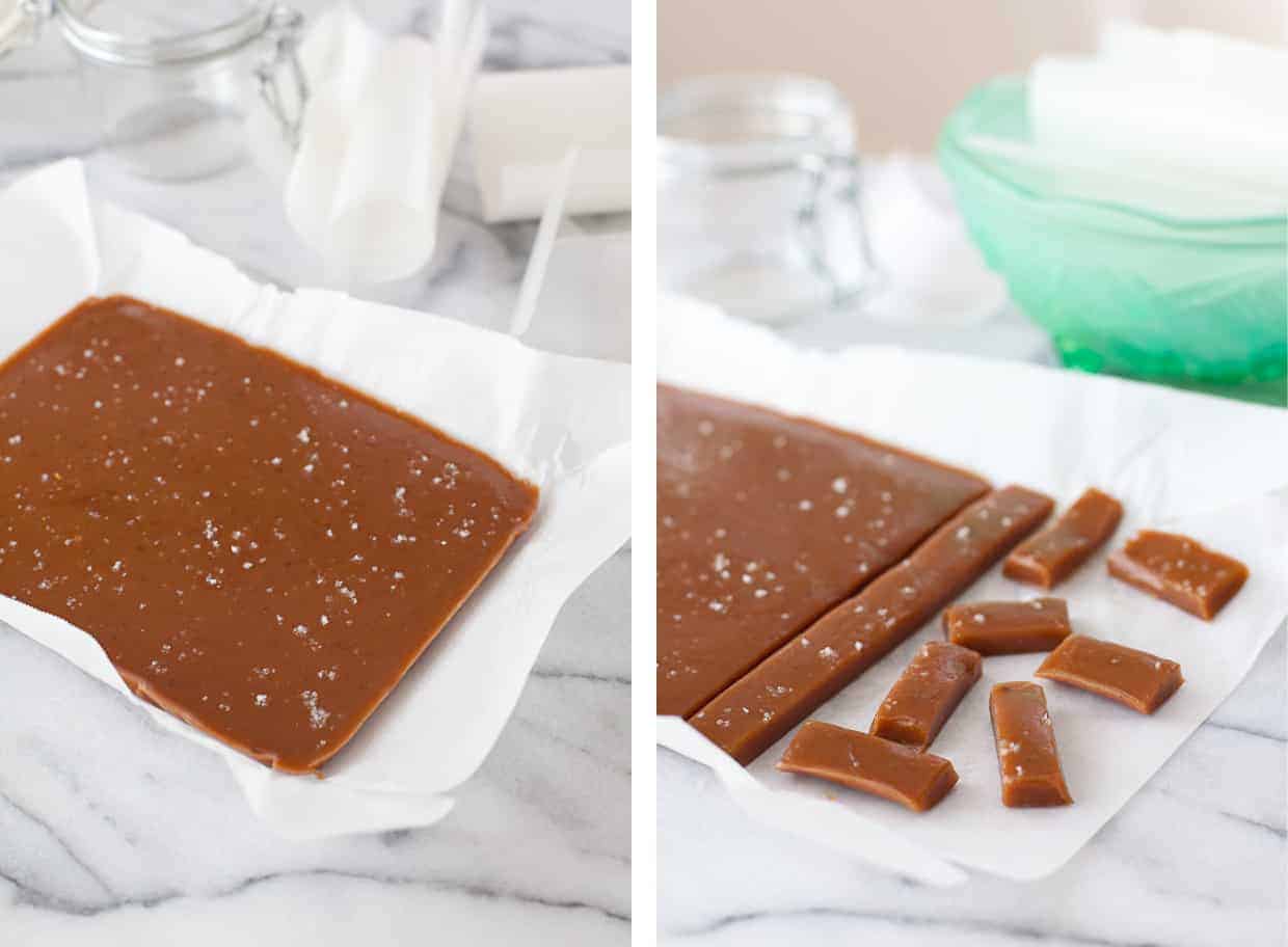 Sliced Salted Honey Lavender Caramels