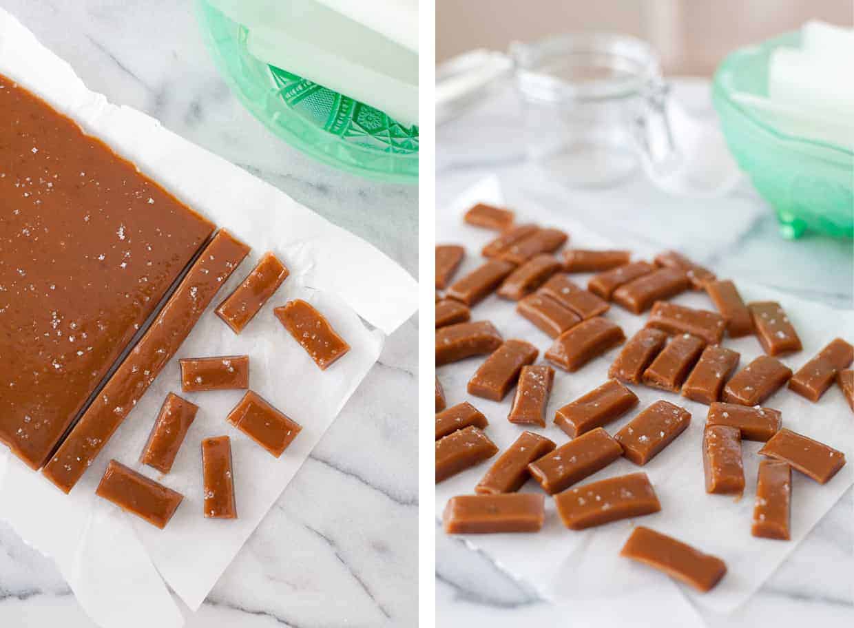 Salted Honey Lavender Caramels Sliced