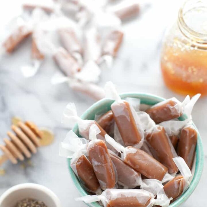 Salted honey lavender caramels