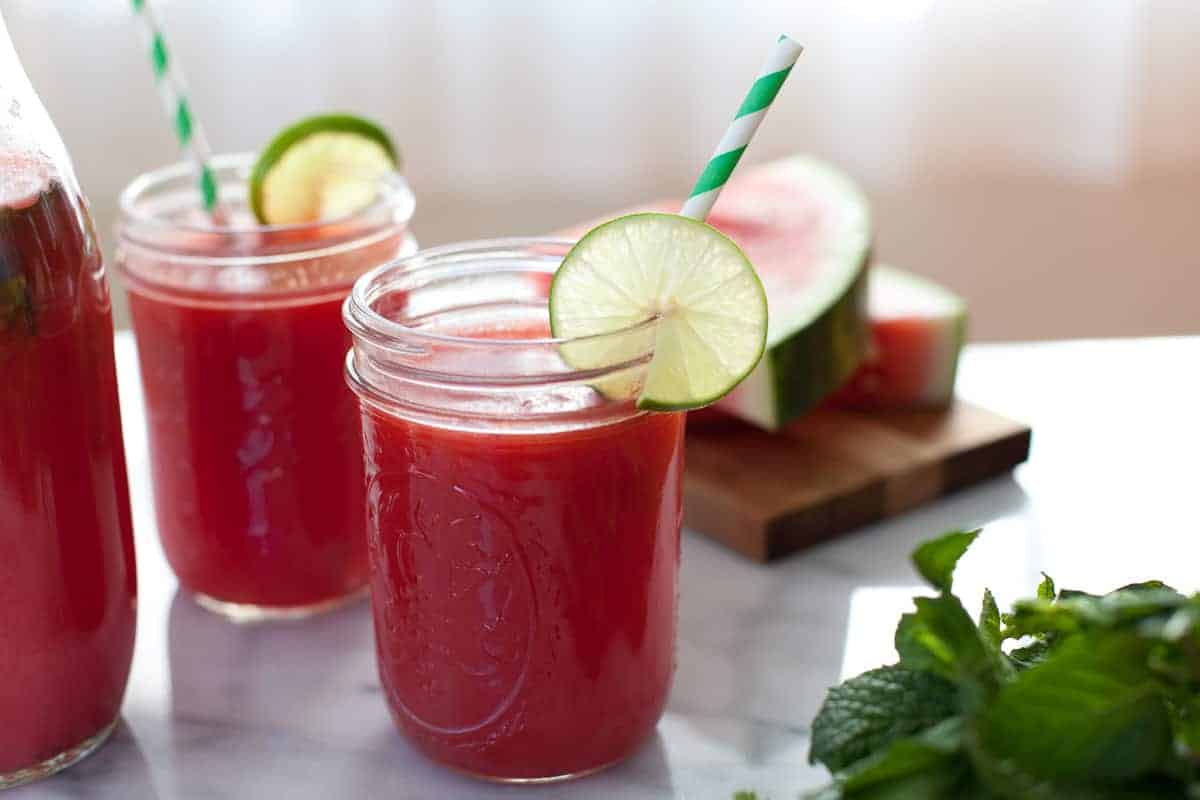 Watermelon mint agua fresca with lime