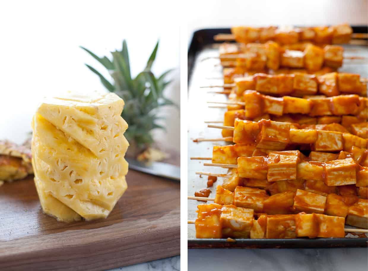 Prepared Grilled Pineapple Tofu Skewers