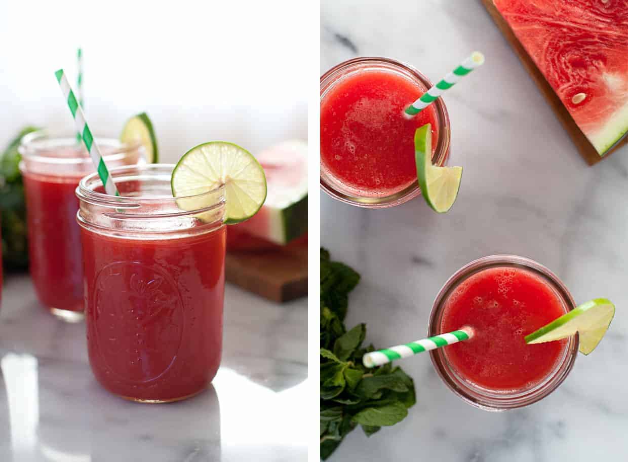 Honey-sweetened watermelon mint agua fresca