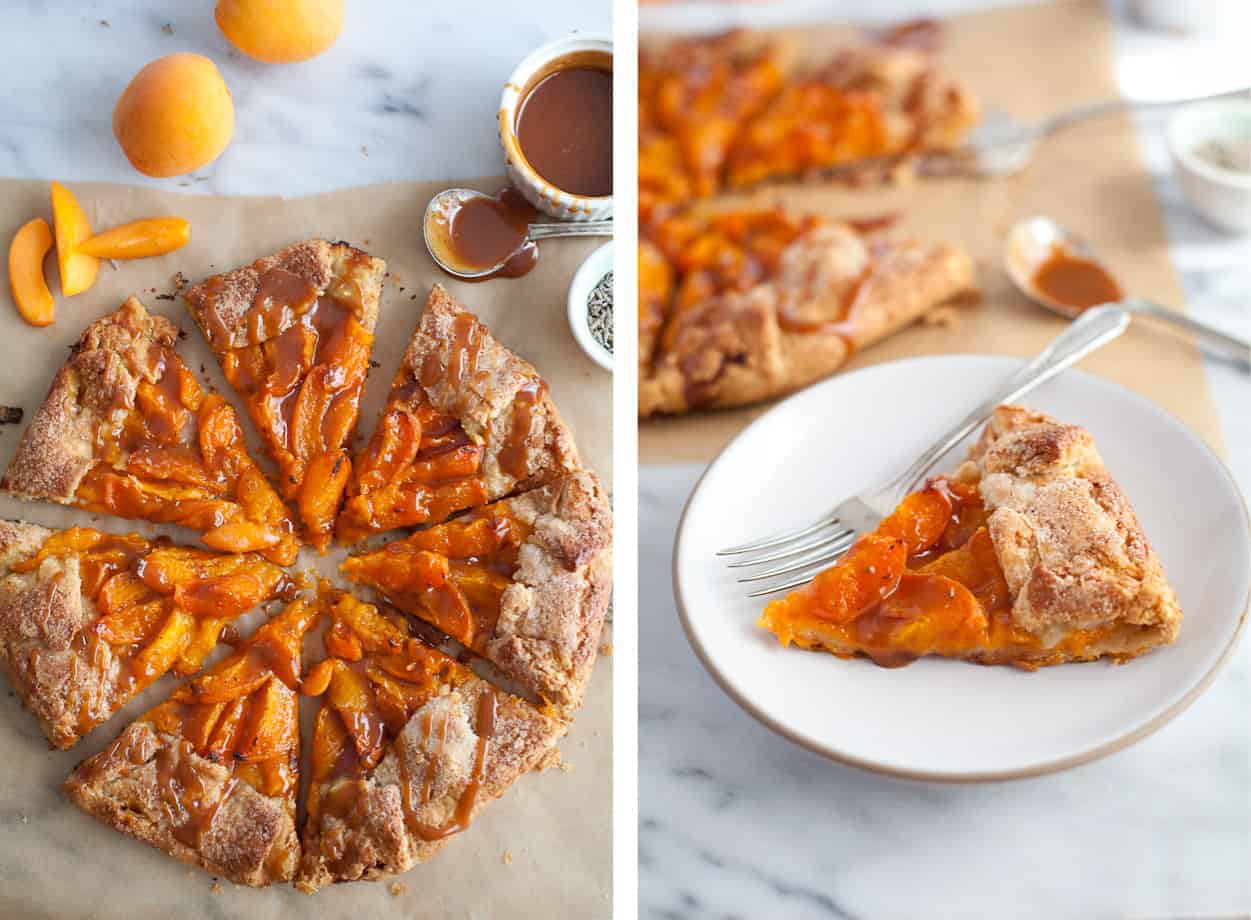 Gluten-free Apricot Galette & caramel sauce