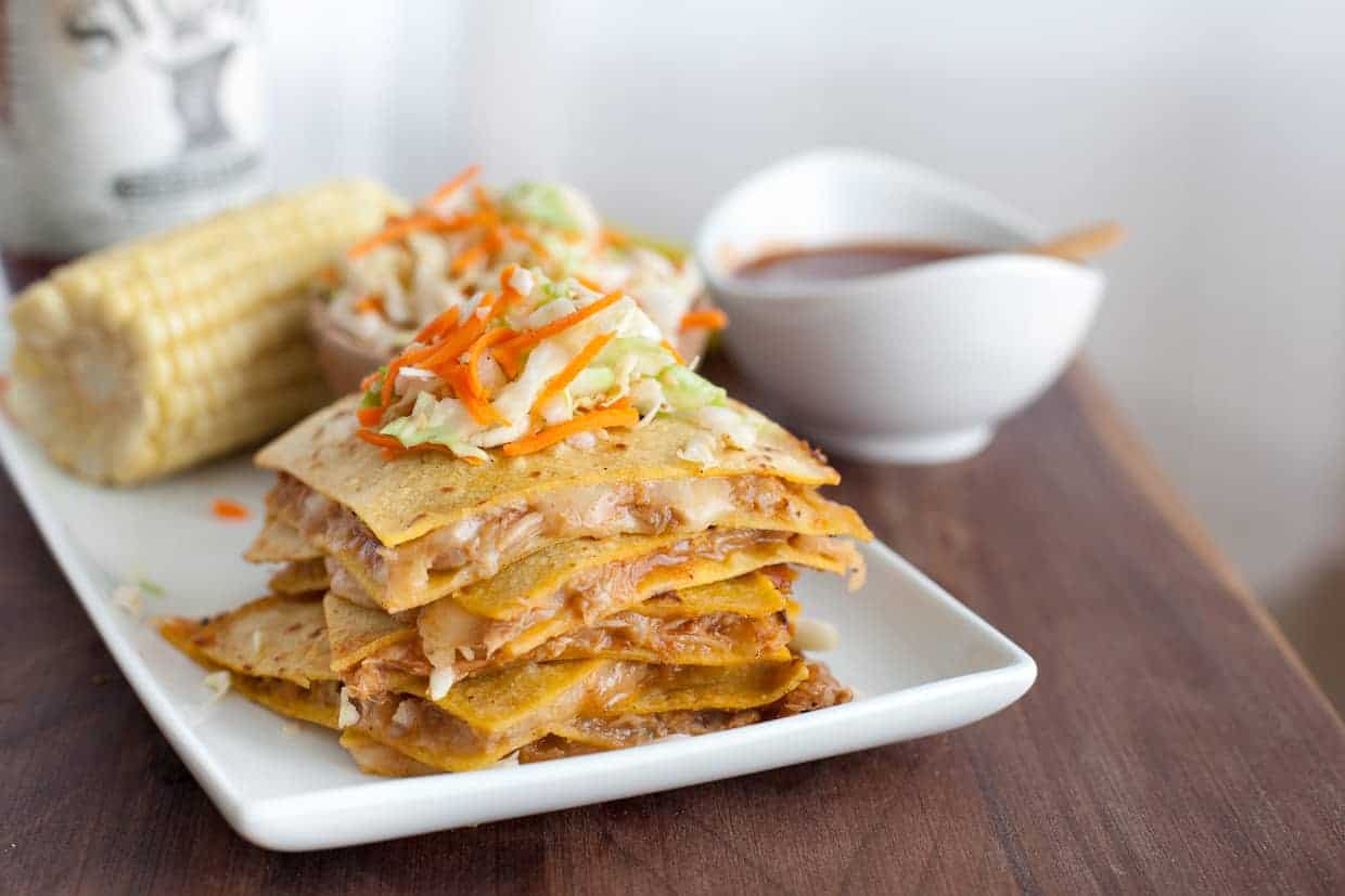 BBQ Pulled Pork Quesadillas with Vinegar slaw