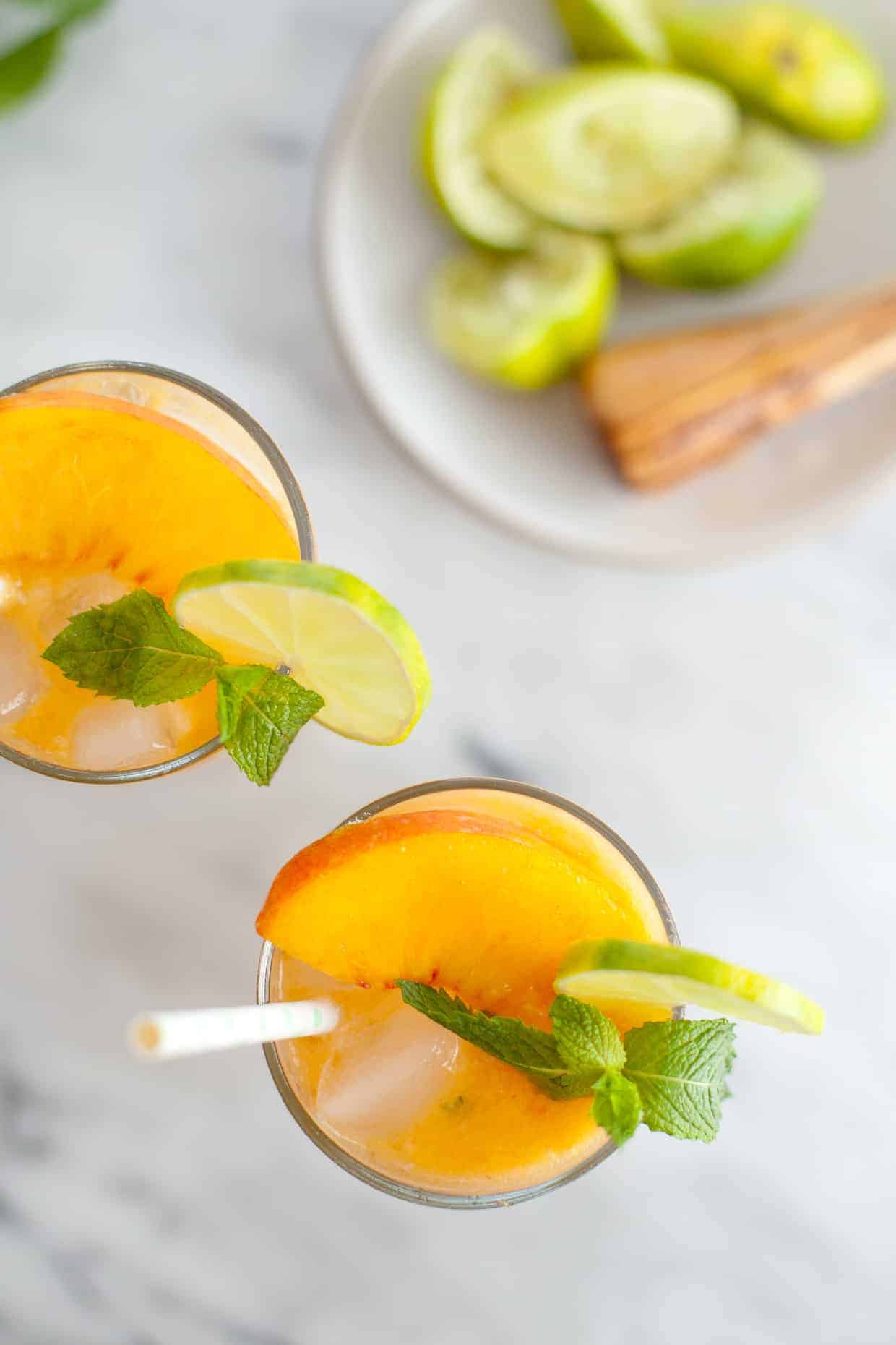 Peach Mojito Mocktail Drink