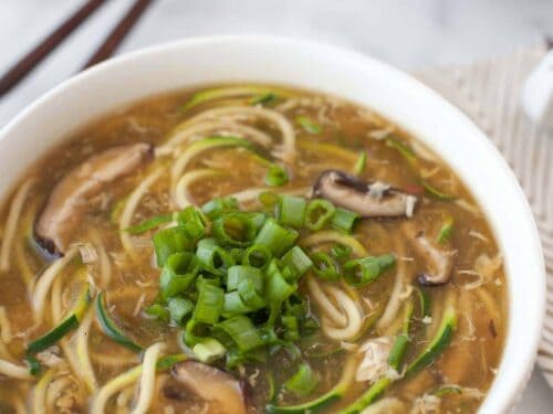 Ginger zucchini noodle egg drop soup - Snixy Kitchen