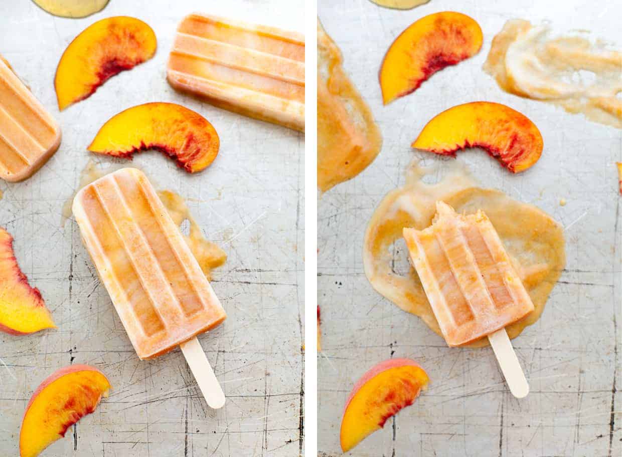 Roasted peaches and cream popsicles