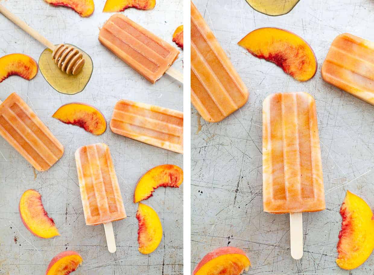 Roasted Peaches and Cream Popsicles