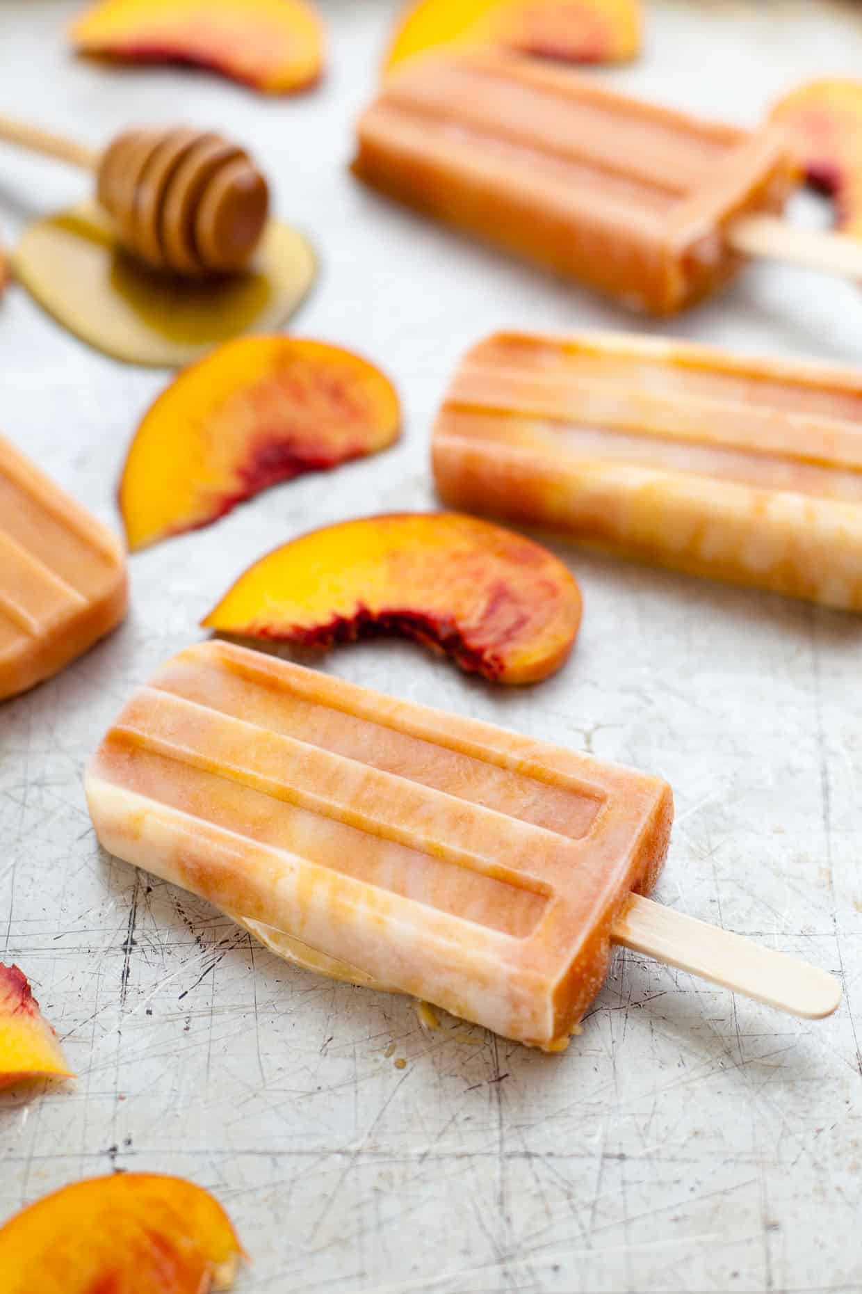 Roasted Peaches & Cream Popsicles