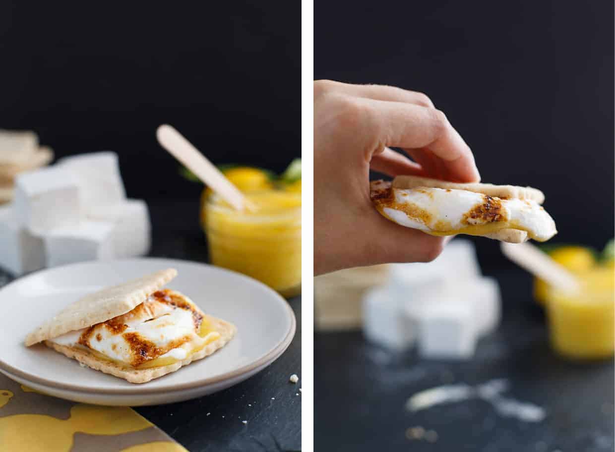 Lemon Meringue Smores with Shortbread Cookies