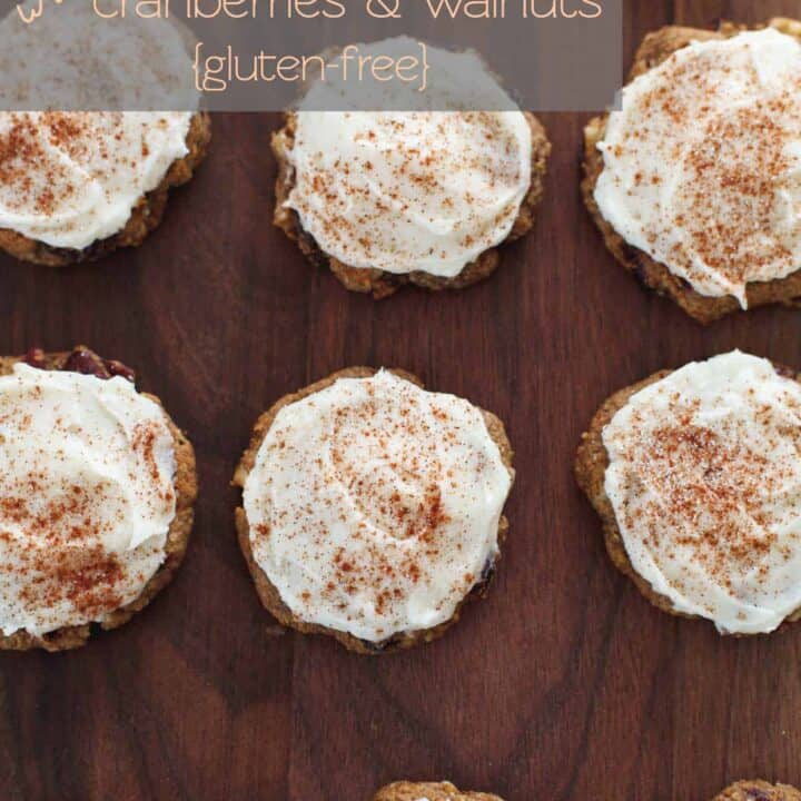Frosted Spiced Persimmon Cookies with Cranberries and Walnuts {gluten-free}