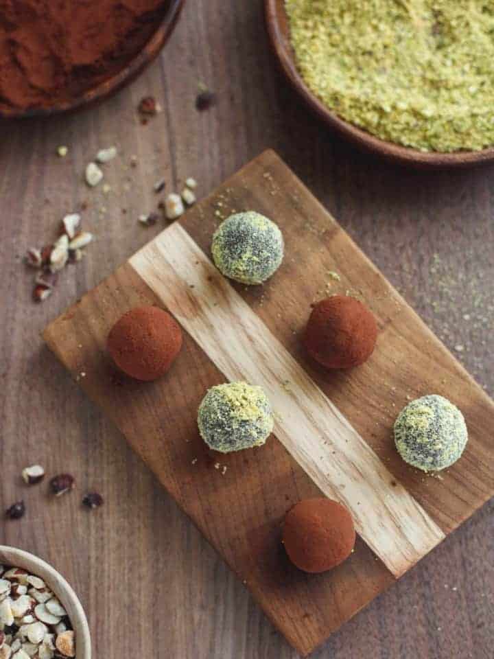 Healthy Nutella and Pistachio Truffles