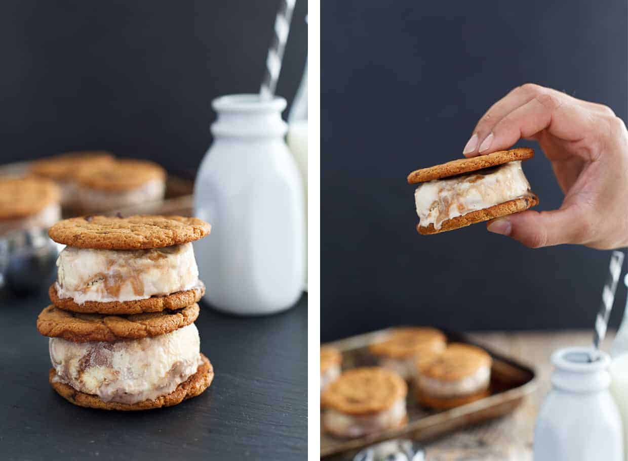 Peanut Butter Cookies Ice Cream Sandwiches