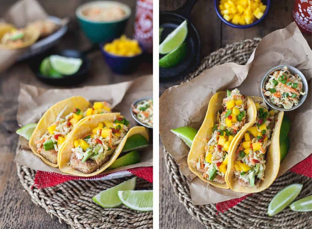 Buttermilk Fried Tofu Tacos with Lime Yogurt Cabbage Slaw