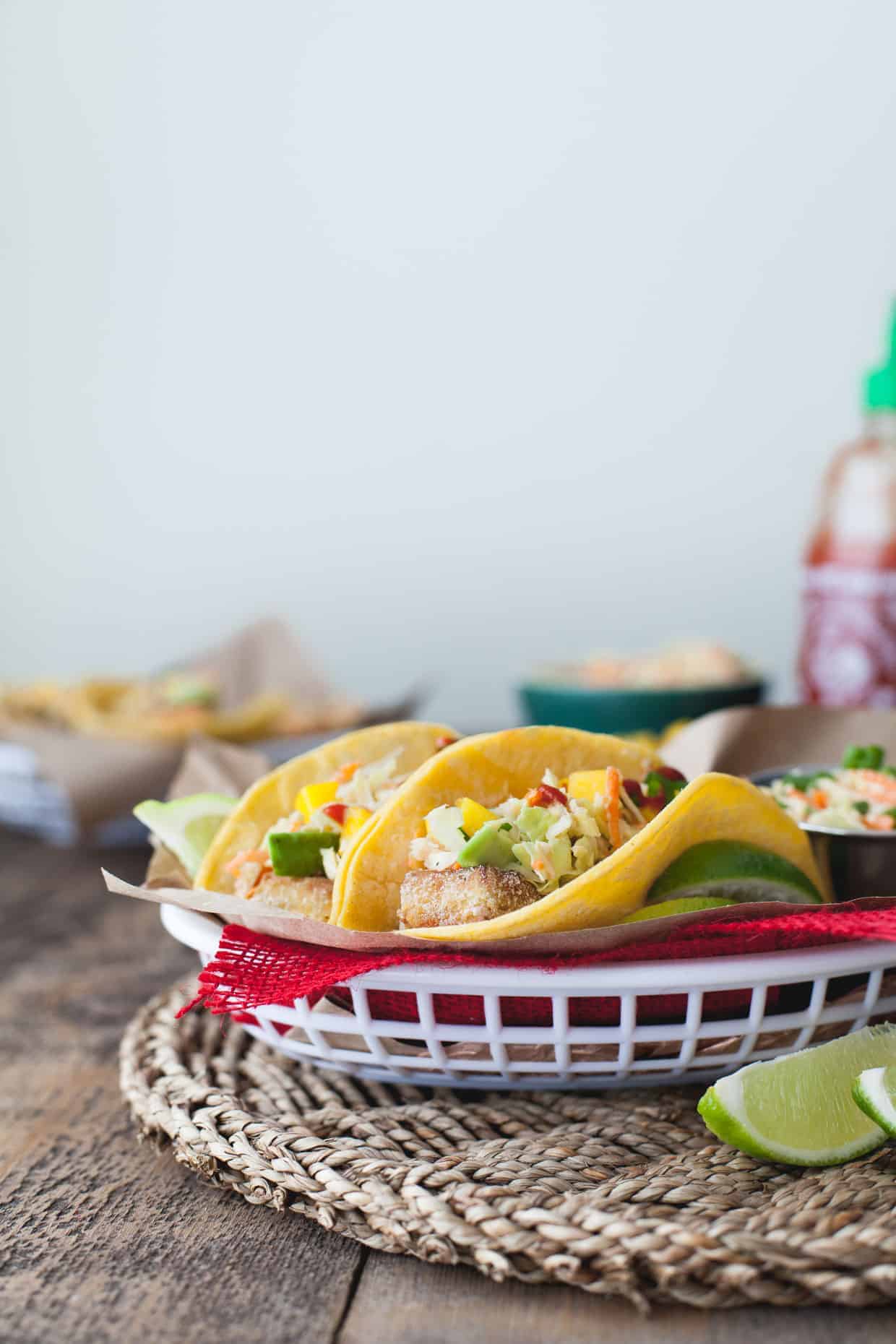 Buttermilk Fried Tofu Tacos with Lime Jalapeno Slaw