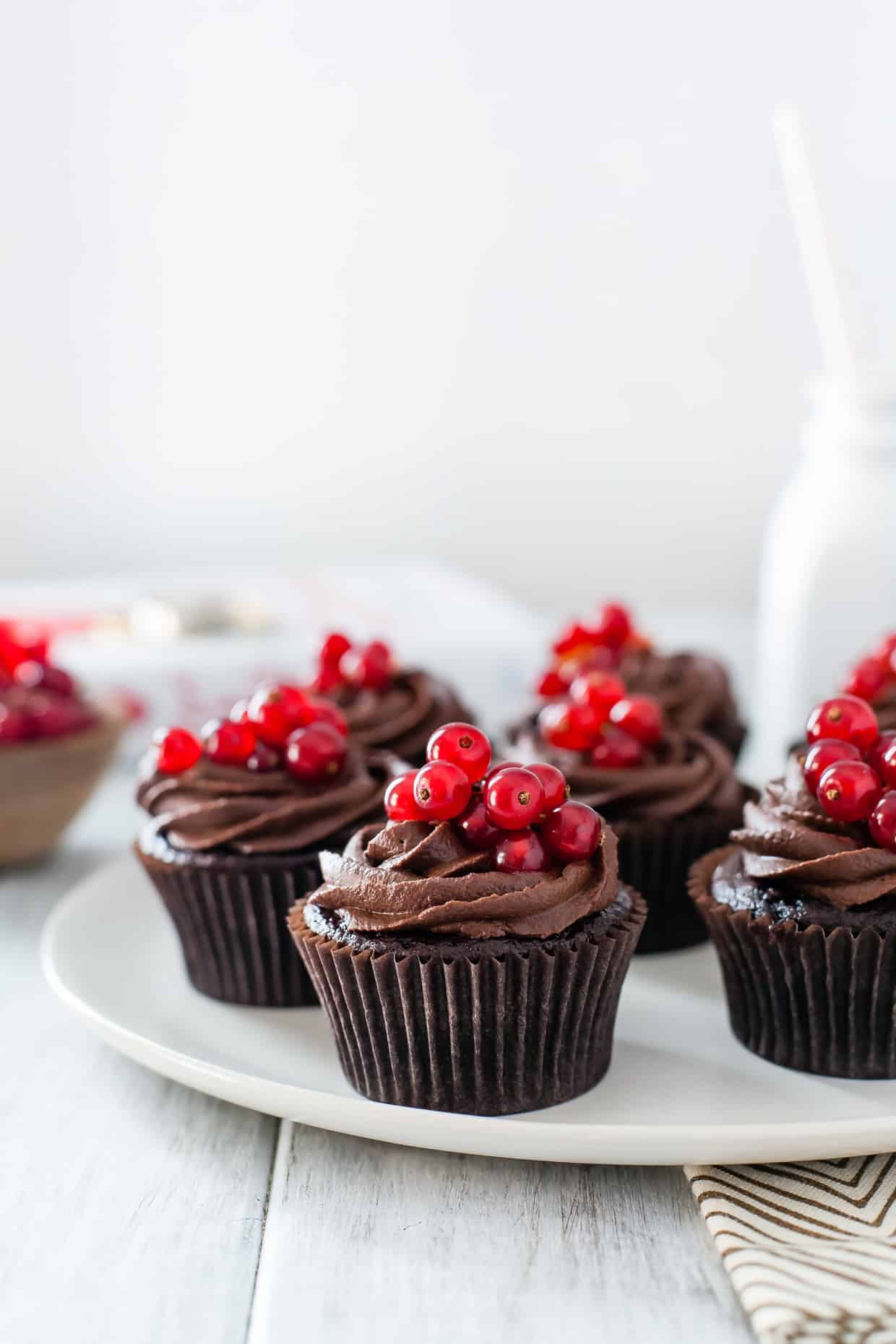 Gluten-Free Double Chocolate Cupcakes with Currant Filling