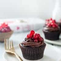 Gluten-Free Double Chocolate Cupcakes with Currant Filling