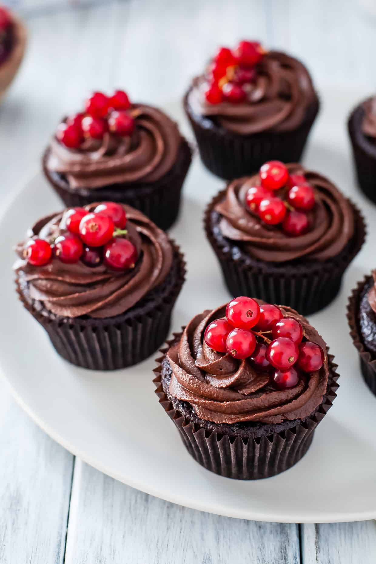 Gluten-Free Double Chocolate Cupcakes with Currant Filling