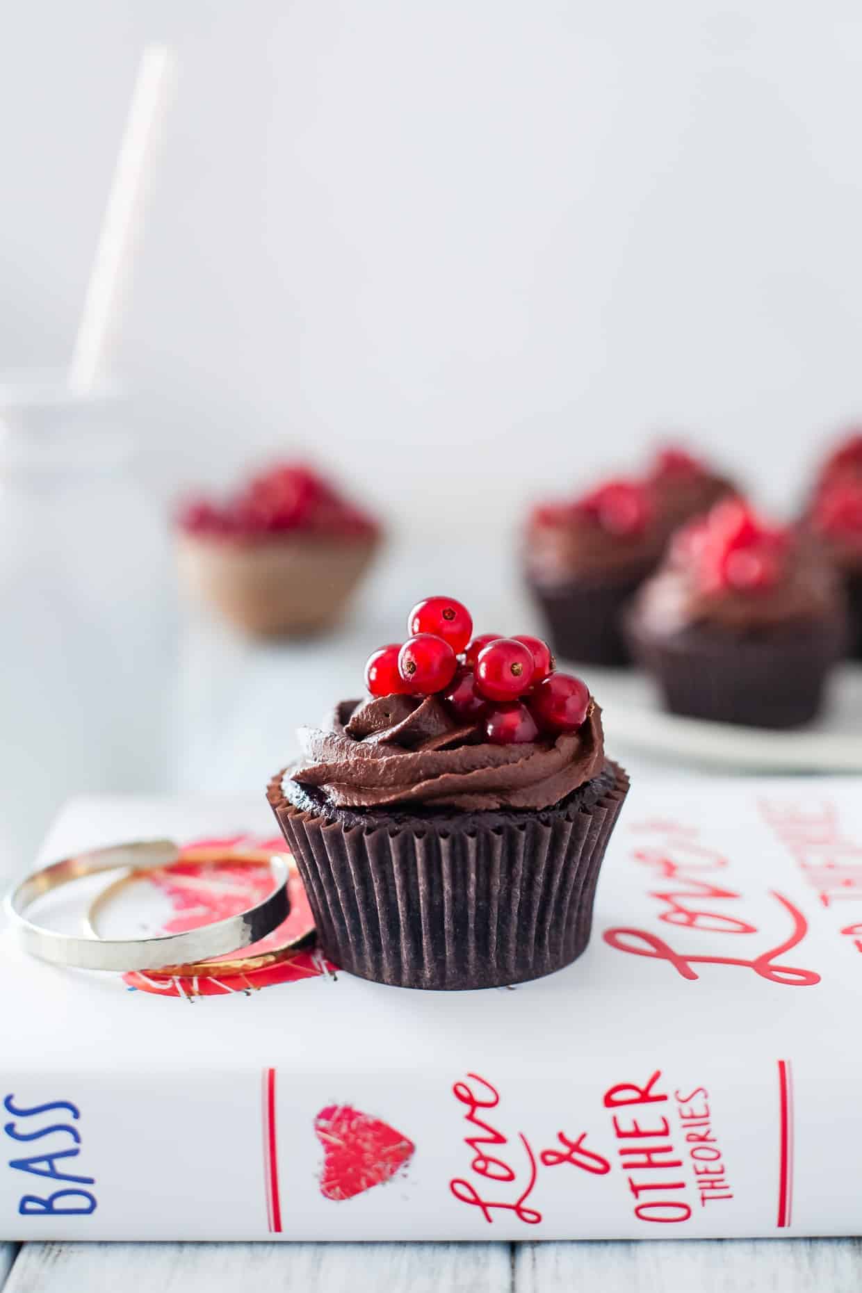 Gluten-Free Double Chocolate Cupcakes with Currant Filling