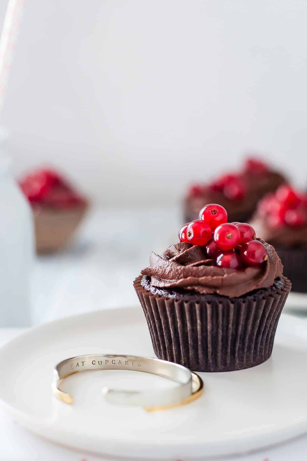 Gluten-Free Double Chocolate Cupcakes with Currant Filling