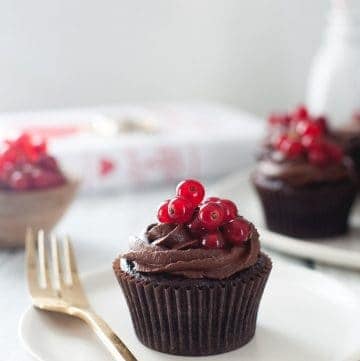 Double Chocolate Cupcakes with Raspberry Currant Filling