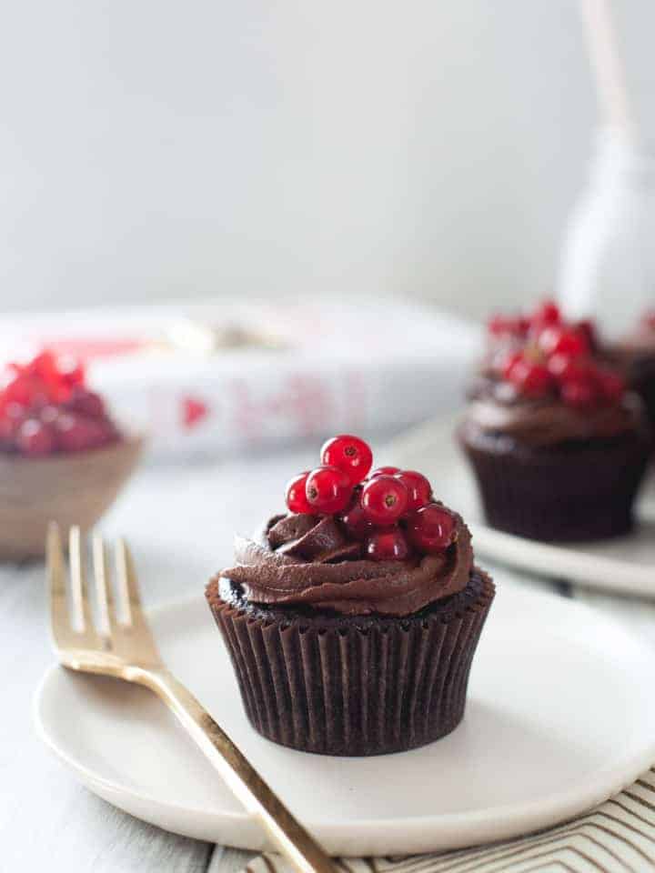 Double Chocolate Cupcakes with Raspberry Currant Filling