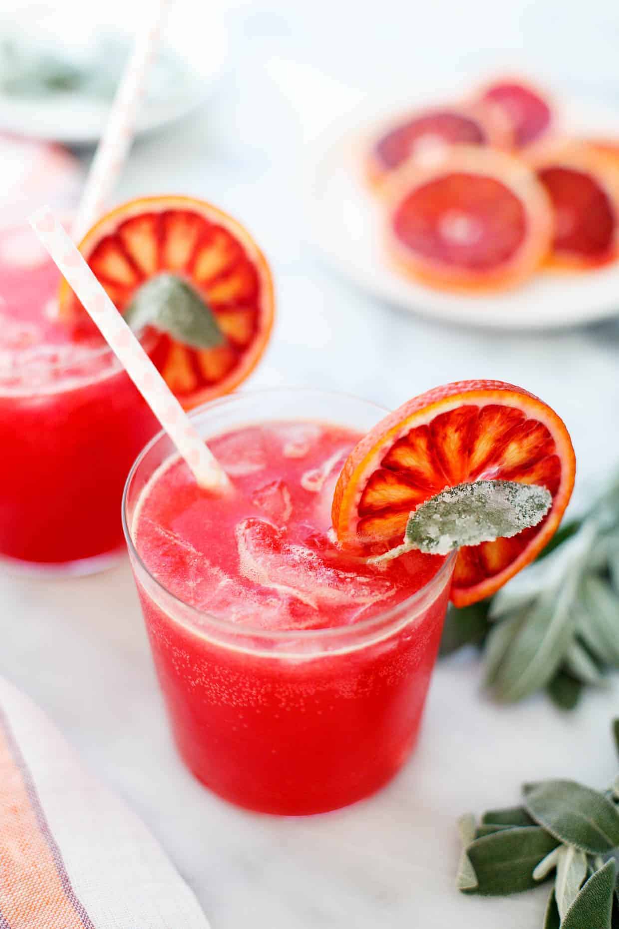 Blood Orange and Sage Sparkling Soda