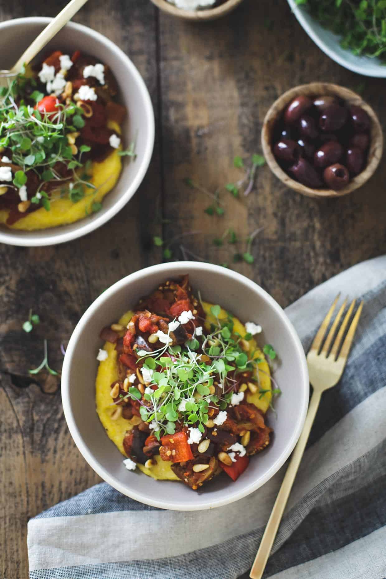 Tomato Eggplant Stew with Pine Nuts