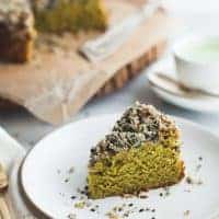 Gluten-Free Matcha Cake with Black Sesame Streusel