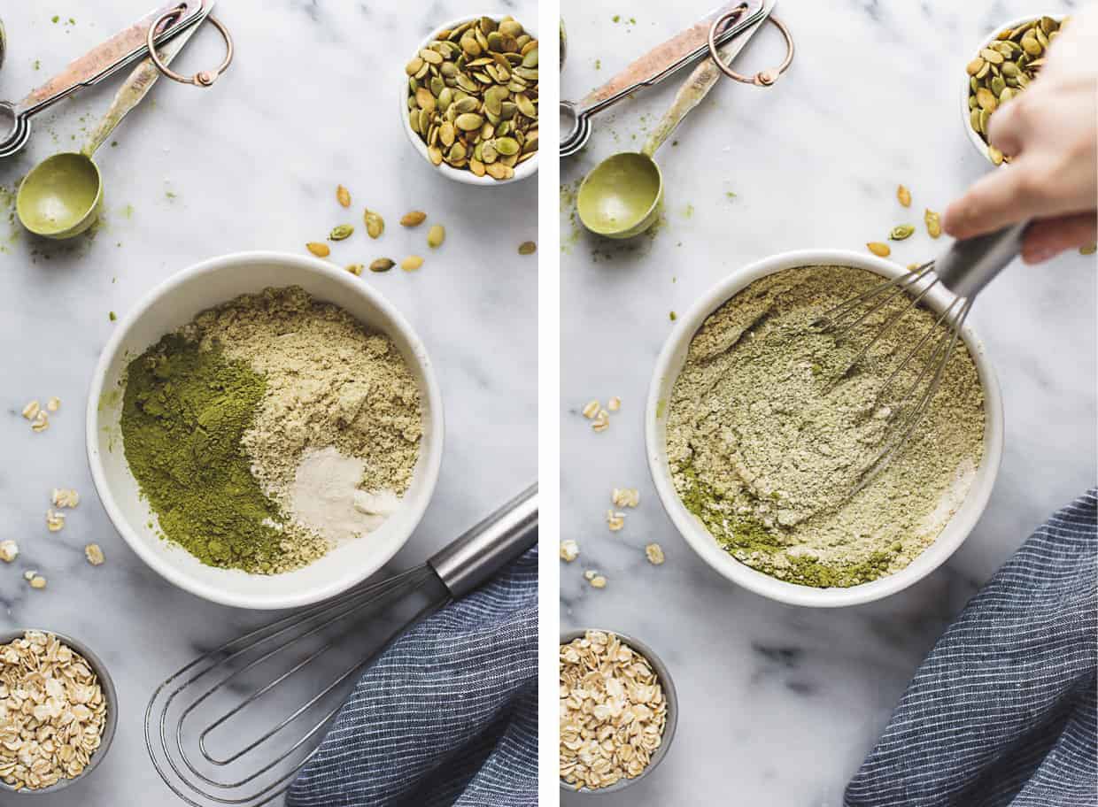 Matcha Shortbread Cookies with Pumpkin Seed Flour