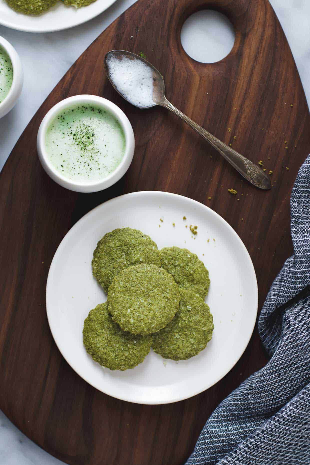 Matcha Shortbread Cookies with Pepita Flour