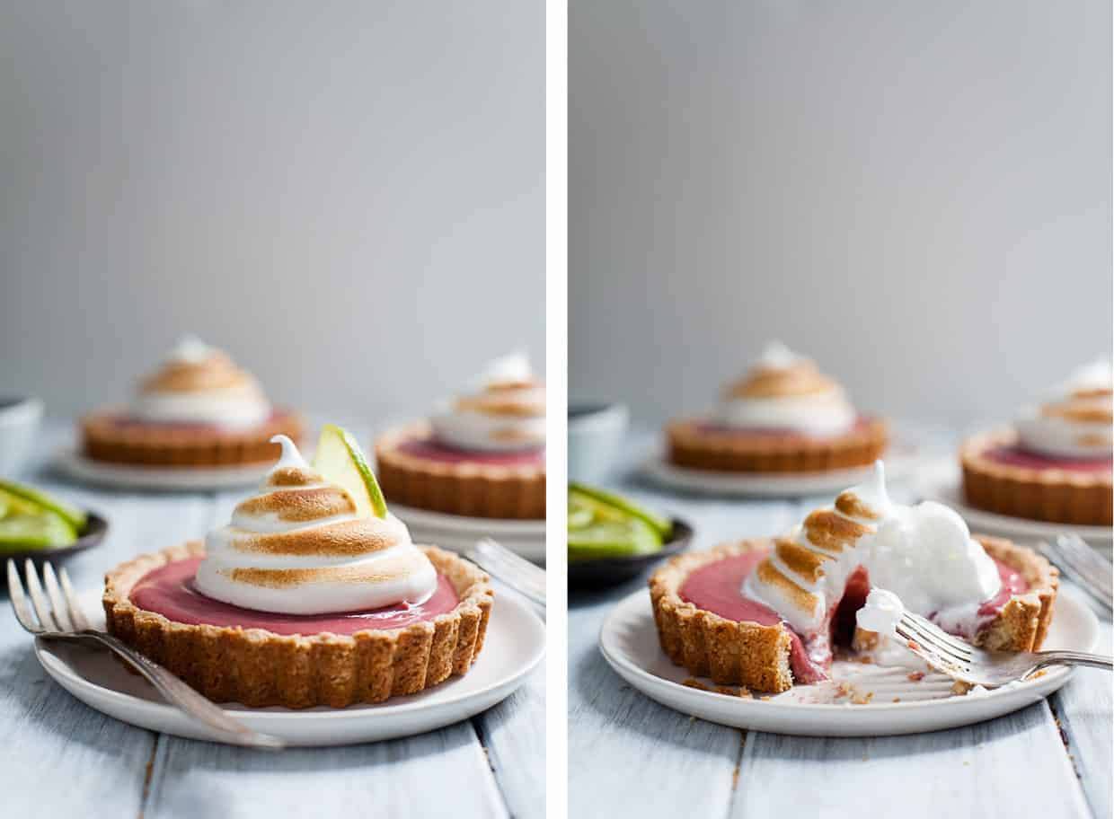 Hibiscus Strawberry Curd Tart with Toasted Meringue {gluten-free} | Snixy Kitchen