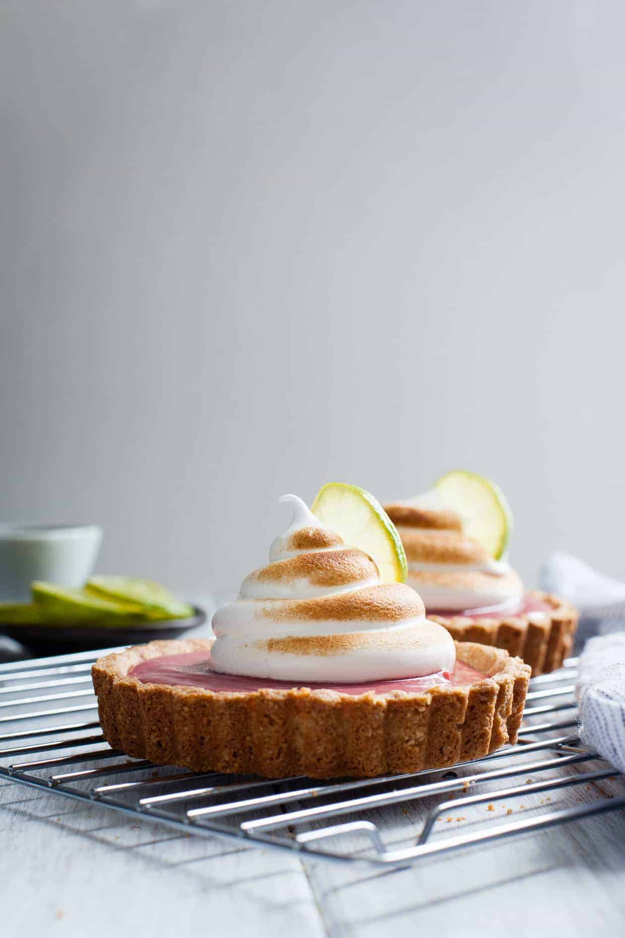 Hibiscus Strawberry Curd Tart with Toasted Meringue {gluten-free} | Snixy Kitchen