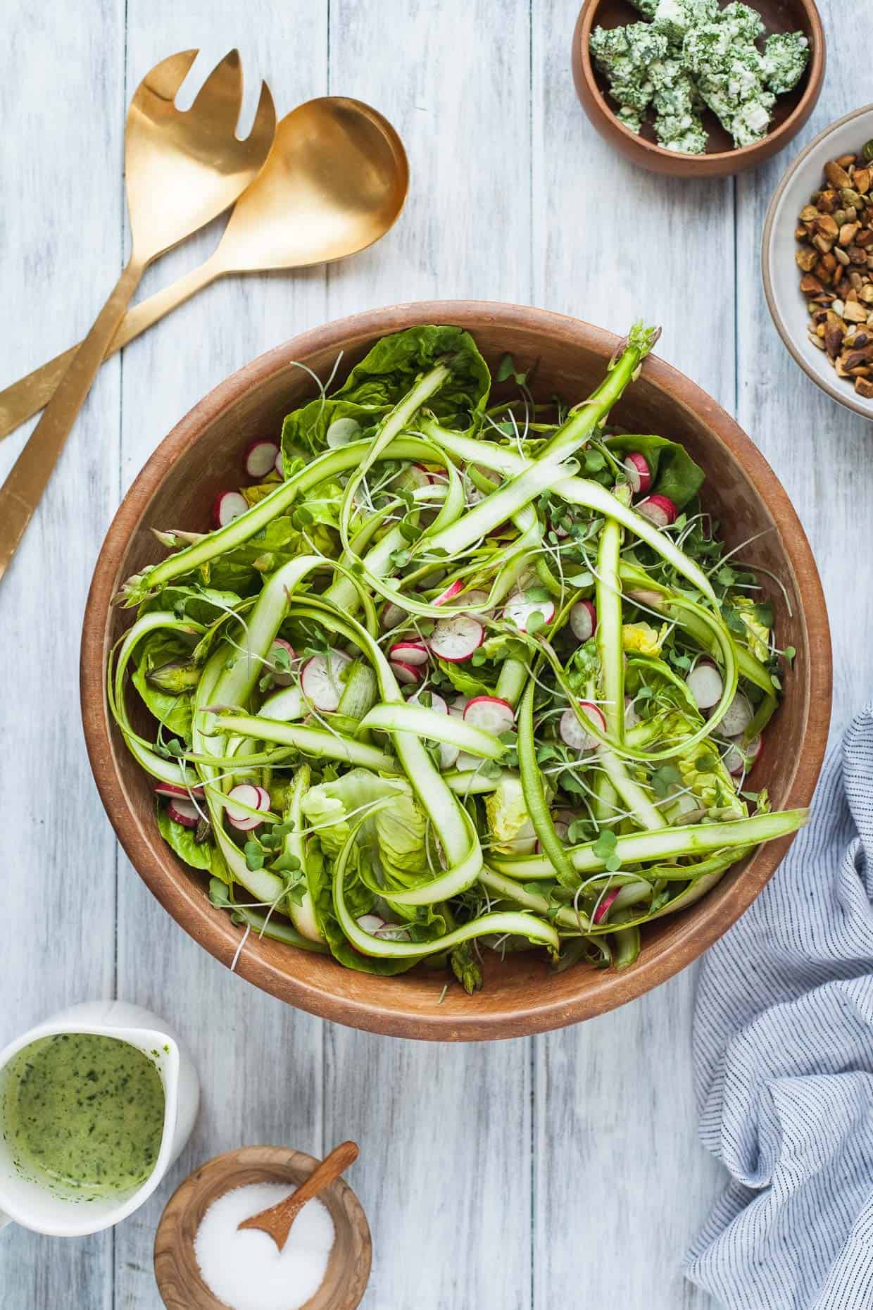 Little Gem Spring Salad with Herbed Goat Cheese