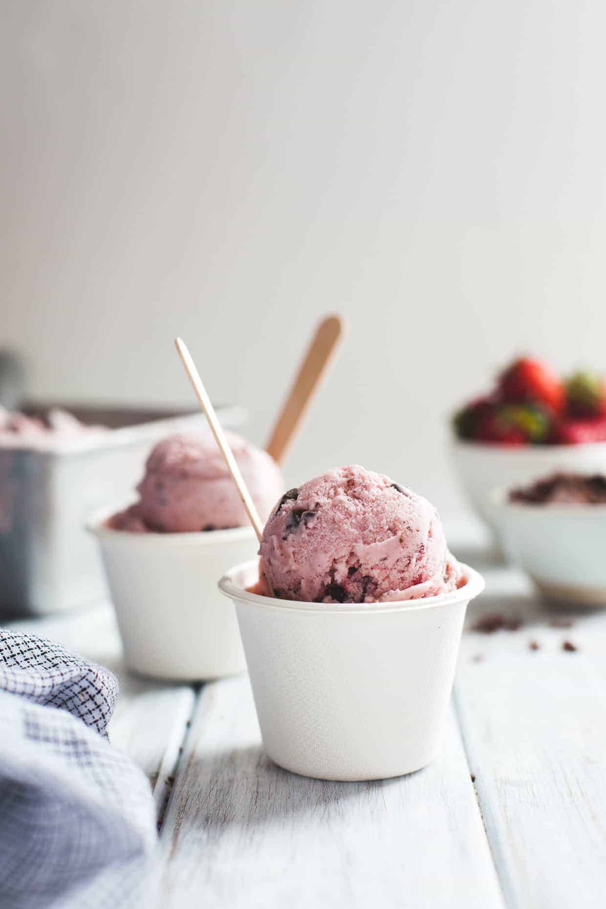 Vegan Strawberry Coconut Chocolate Chip Ice Cream