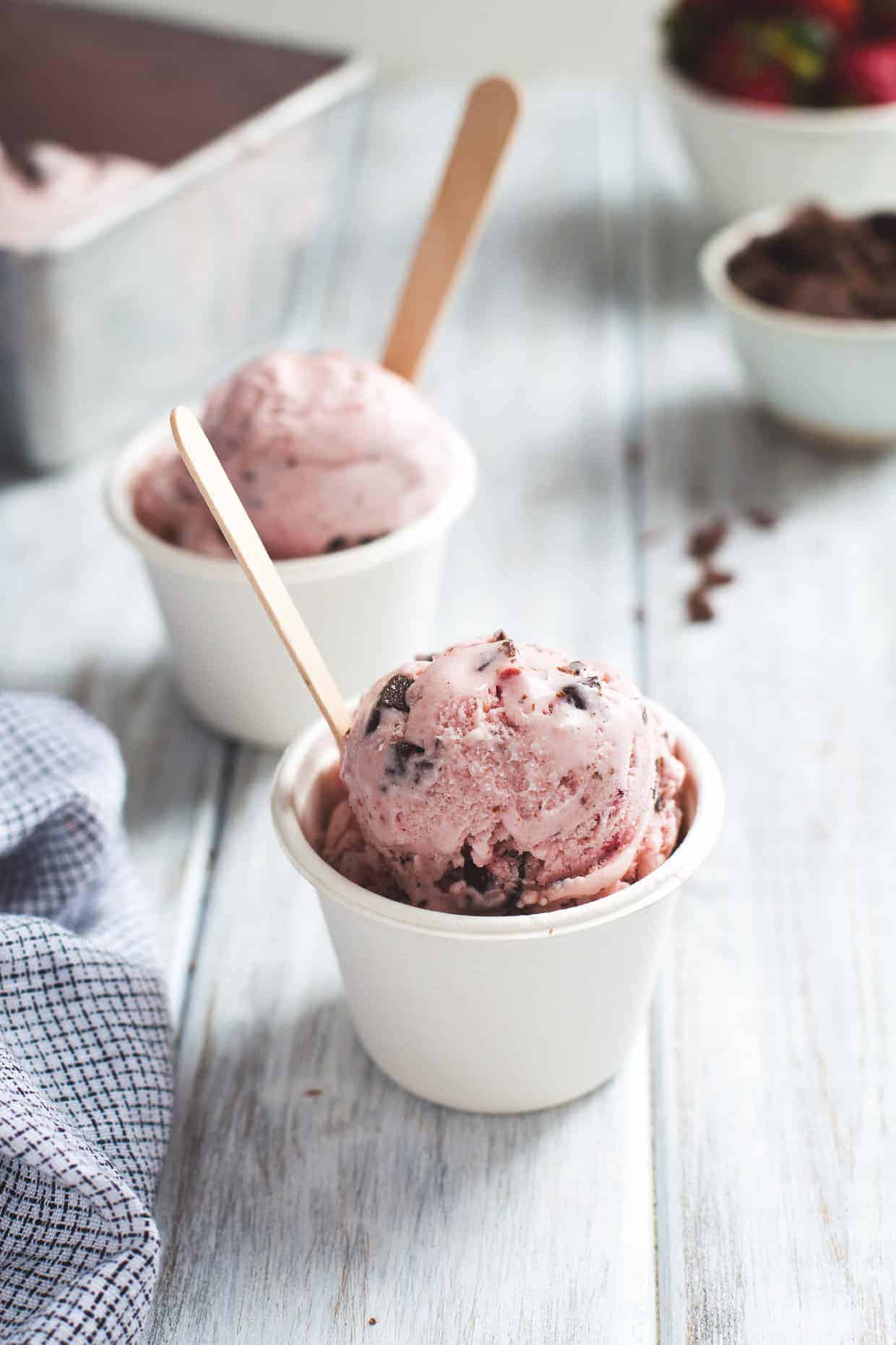 Homemade Strawberry Coconut Chocolate Chip Ice Cream