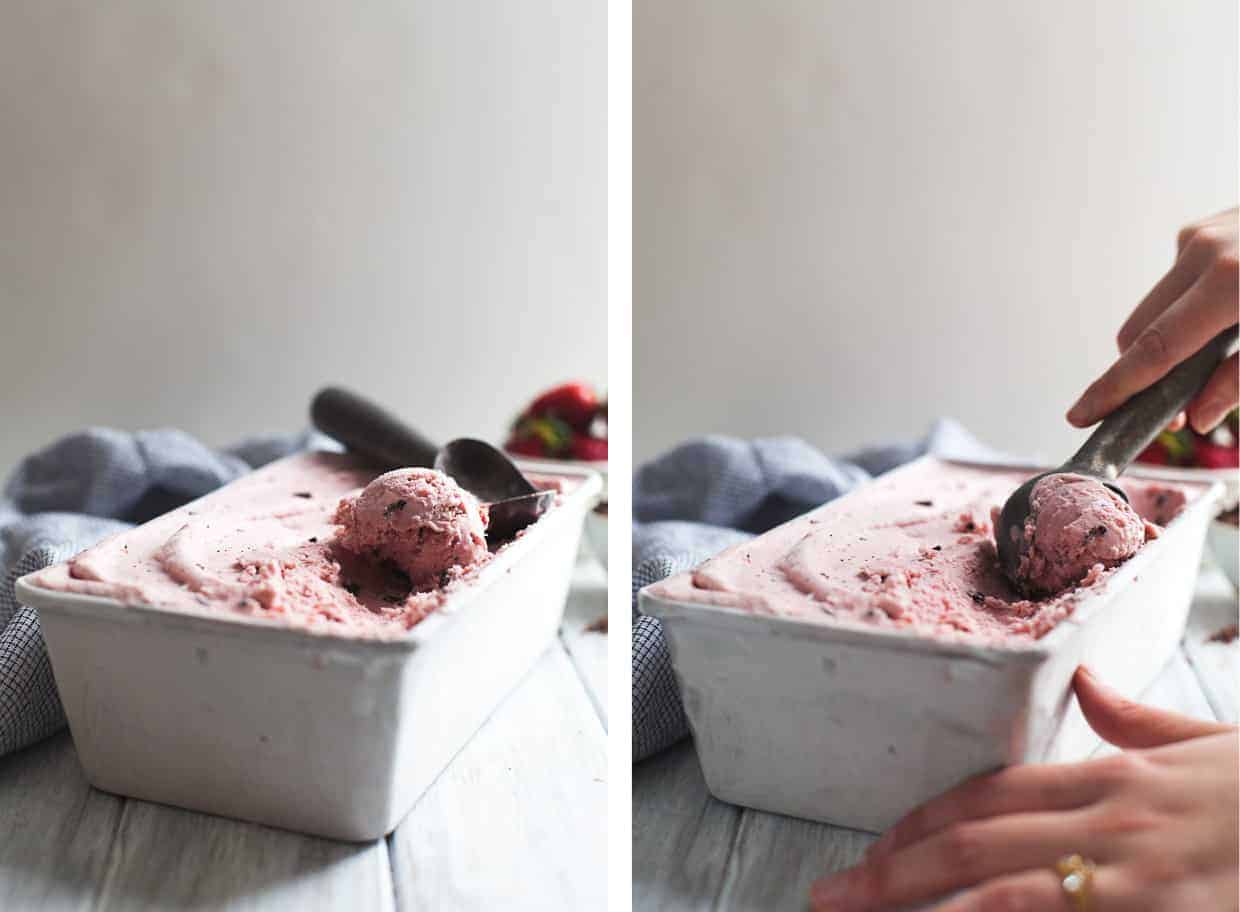 Homemade Vegan Strawberry Coconut Chocolate Chip Ice Cream