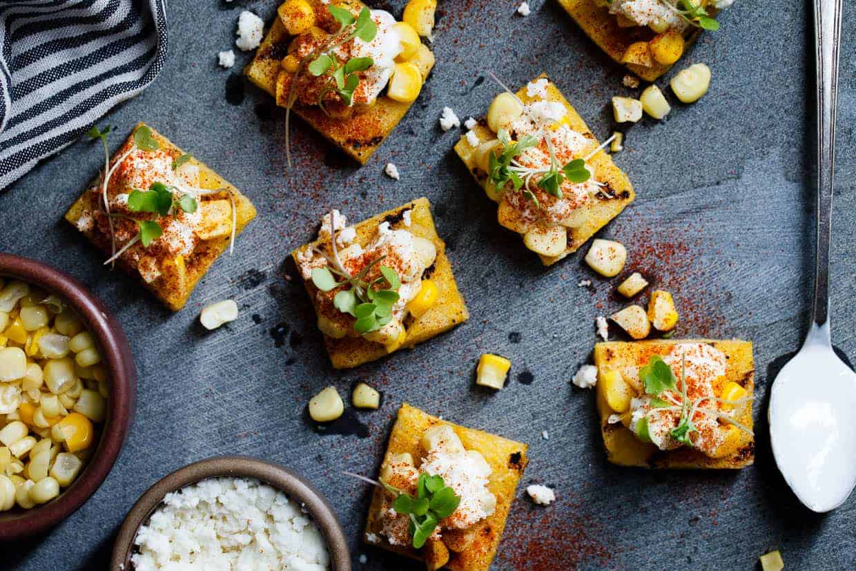 Mexican Street Corn Grilled Polenta Bites